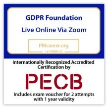PECB GDPR Foundation - Live Online - English - 2 Exam Attempts Included - Fast Track Training