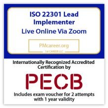 PECB ISO 22301 Lead Implementer - Live Online - English - 2 PECB Exam Attempts Included - Fast Track Training