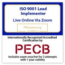 PECB ISO 9001 Lead Implementer - Live Online - English - 2 Exam Attempts Included - Fast Track Training