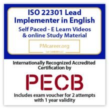 PECB ISO 22301 Lead Implementer (eLearning) - English - 2 PECB Exam Attempts Included - Fast Track Training
