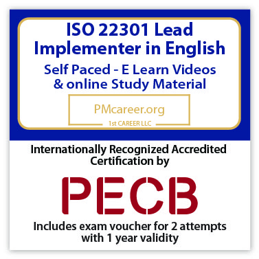 PECB ISO 22301 Lead Implementer (eLearning) - English - 2 PECB Exam Attempts Included - Fast Track Training 1 PECB ISO 22301 Lead Implementer (eLearning) - English - 2 PECB Exam Attempts Included - Fast Track Training