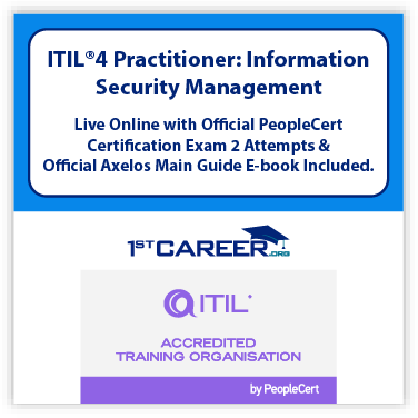 ITIL 4 Practitioner: Information Security Management Live Online – Certified by PeopleCert, includes 2 Exam Attempts & Official Axelos eBook.Exam code:1st-ITIL 4 PracISM-L-2 - Fast Track Training 1 ITIL 4 Practitioner: Information Security Management Live Online