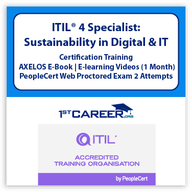 ITIL® 4 Specialist: Sustainability in Digital & IT (SDIT) Official PeopleCert Certification Exam Voucher 2 attempts with Official Axelos Main Guide E-book Included.ITIL4SDIT-Ex-2 - Fast Track Training 1 ITIL® 4 Specialist: Sustainability in Digital & IT
